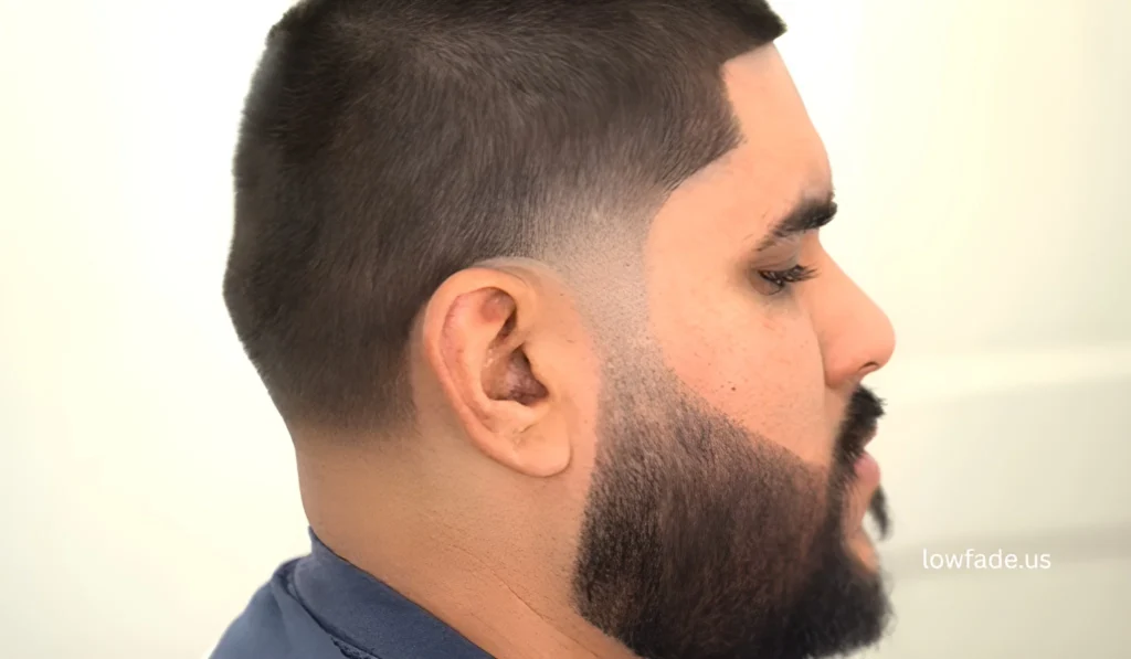 Low Taper Fade Haircut with Beard