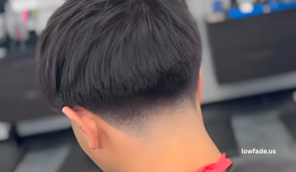 Low blowout taper fade straight hair