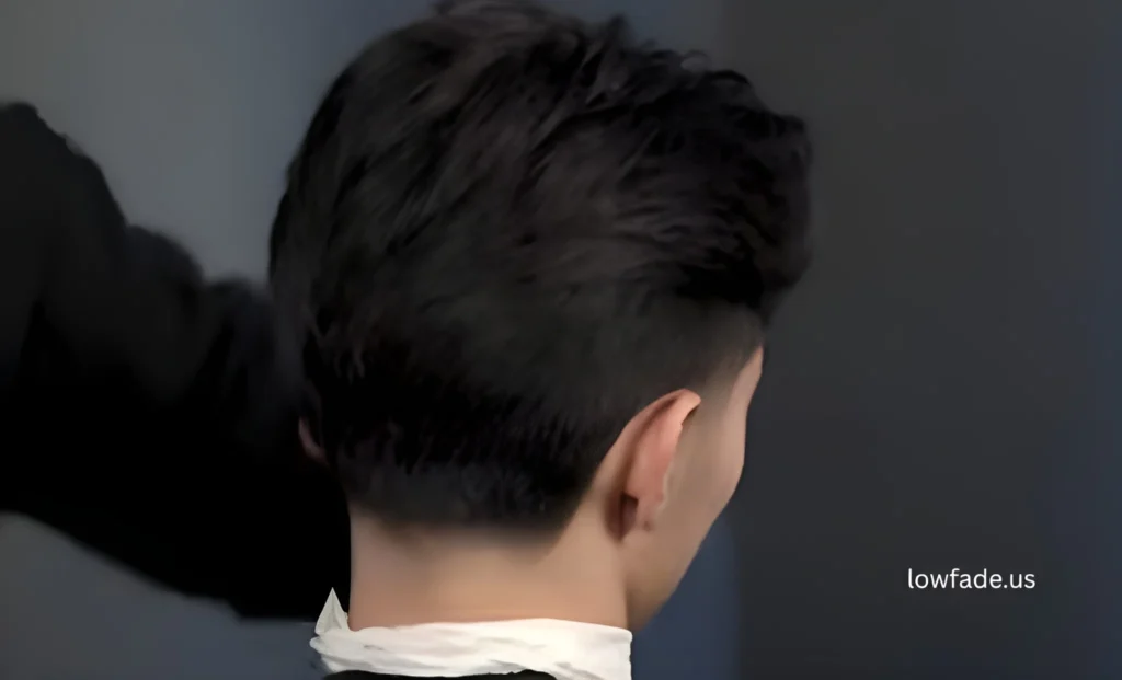 fluffy hair with low taper fade