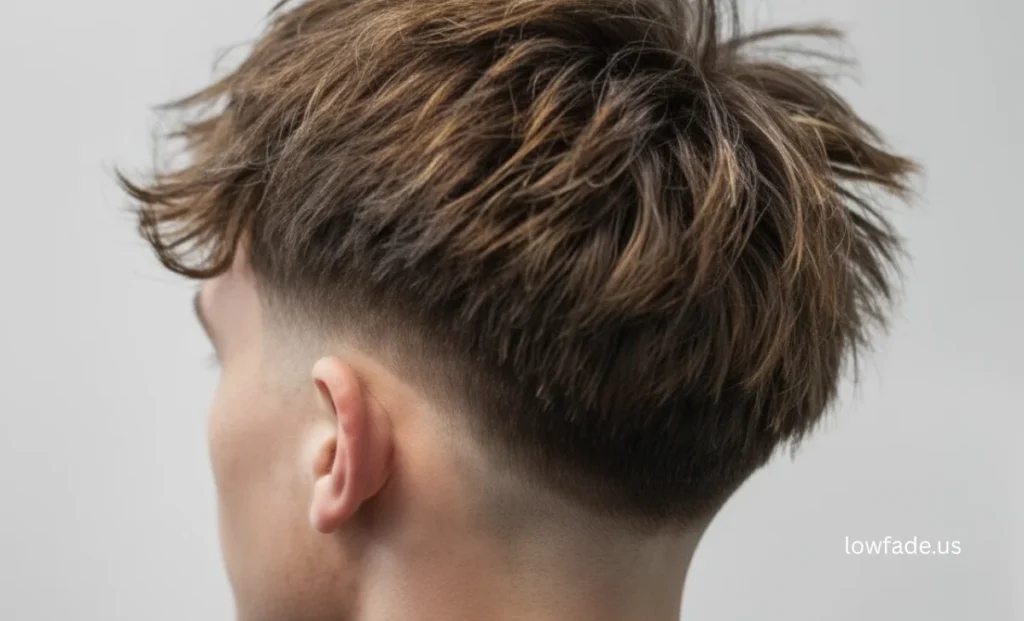 low taper fade blowout fringe