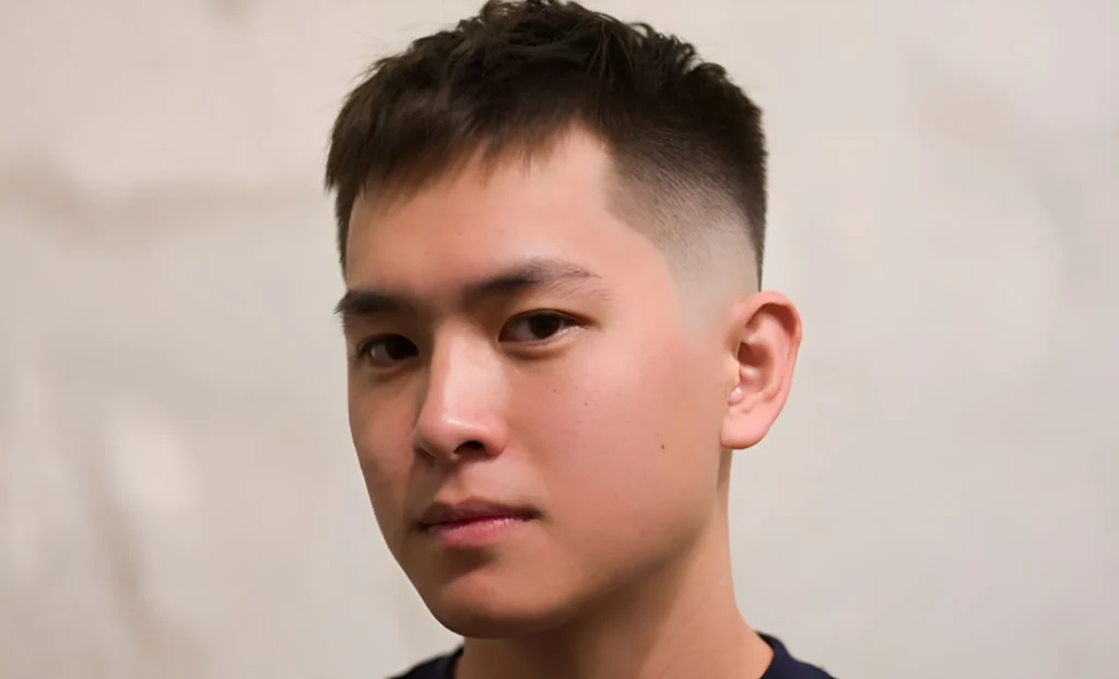 low taper fade with short hair on top