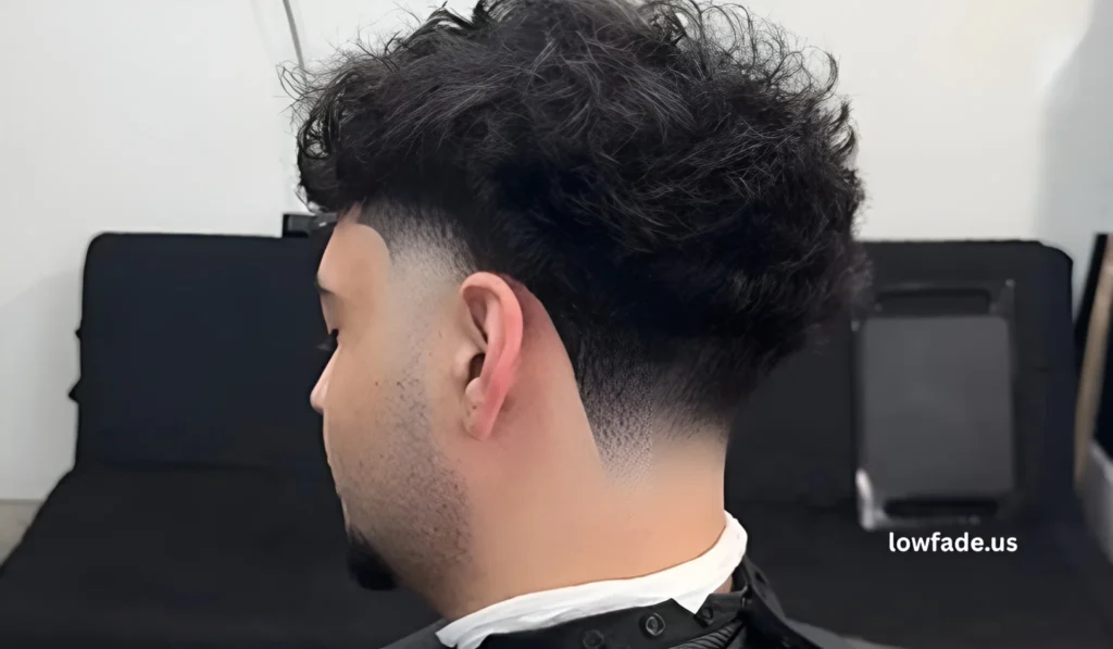 low taper fade long curly hair