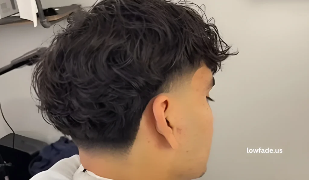 low taper fade mullet curly hair