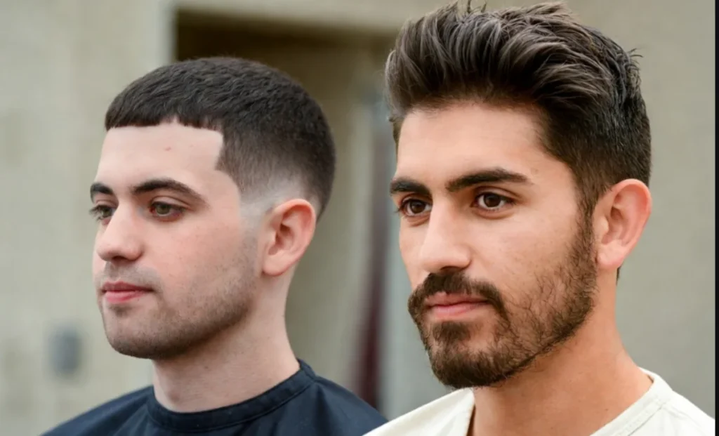 low taper fade wavy hair male