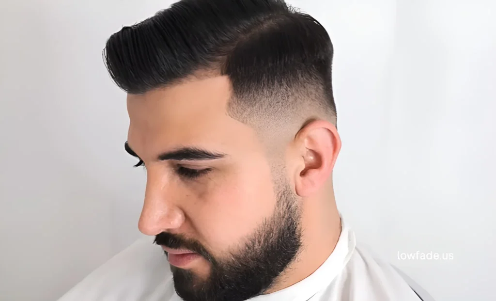 low taper fade with a fringe