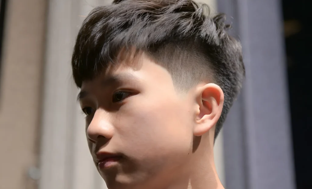 low taper fade with buzz cut