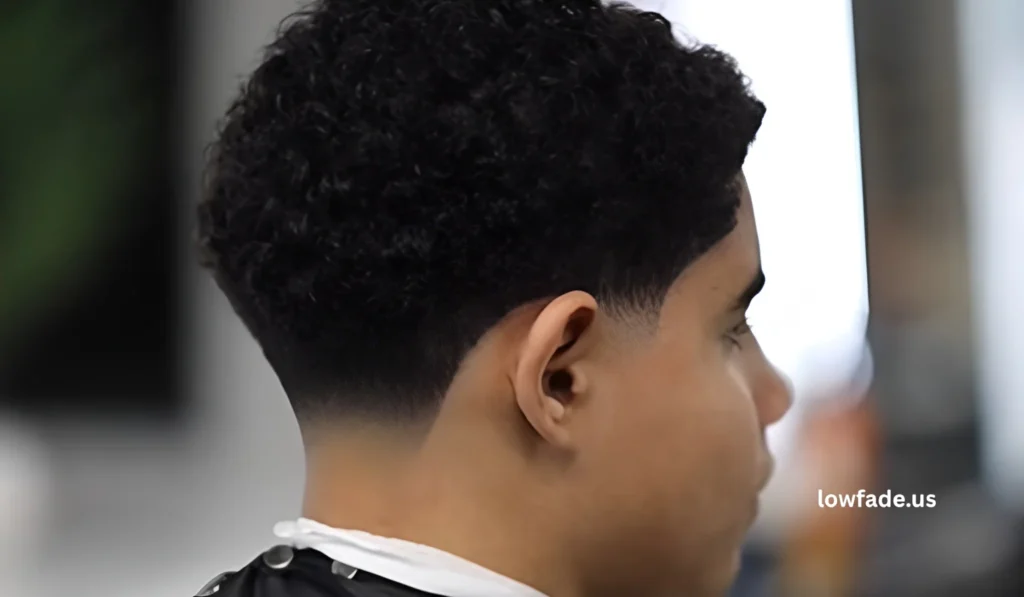 low taper fade with curly hair