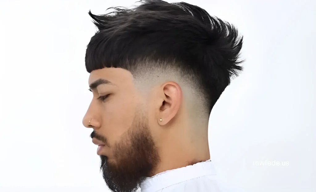 low taper fade with fringe on top