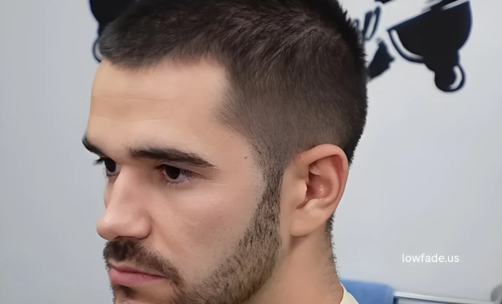 low taper fade with messy fringe