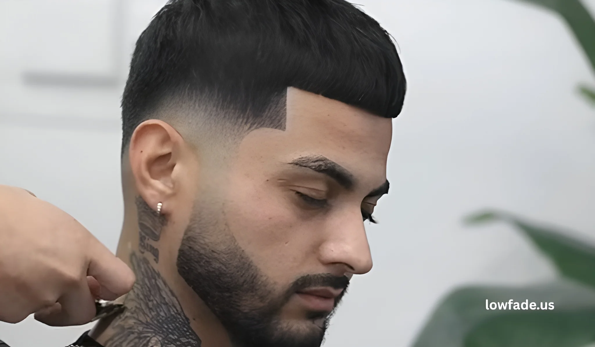 low taper fade with straight hair