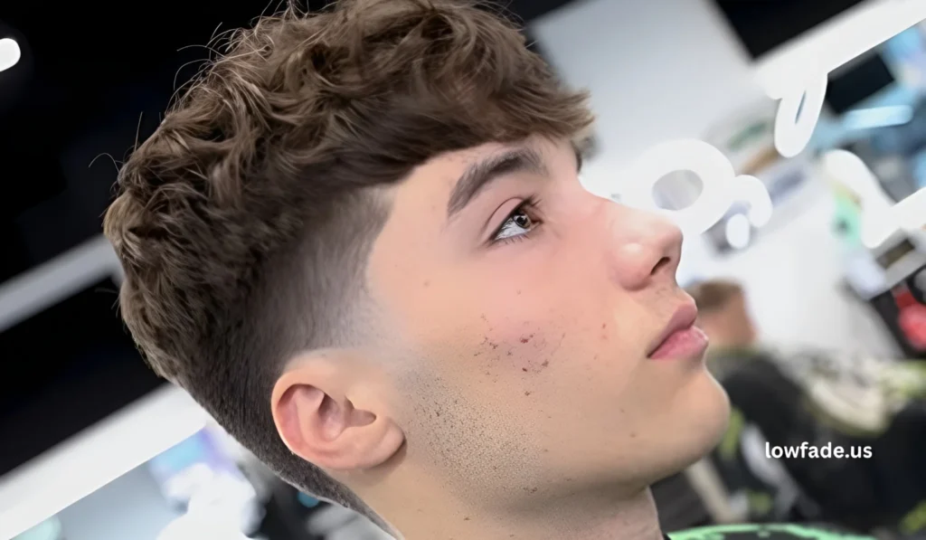 low taper fade with texture fringe