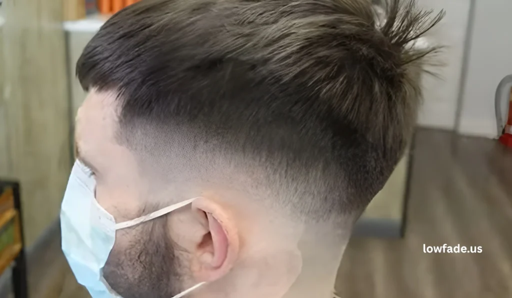 low taper fade with textured fringe straight hair