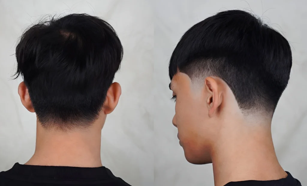 middle part low taper fade