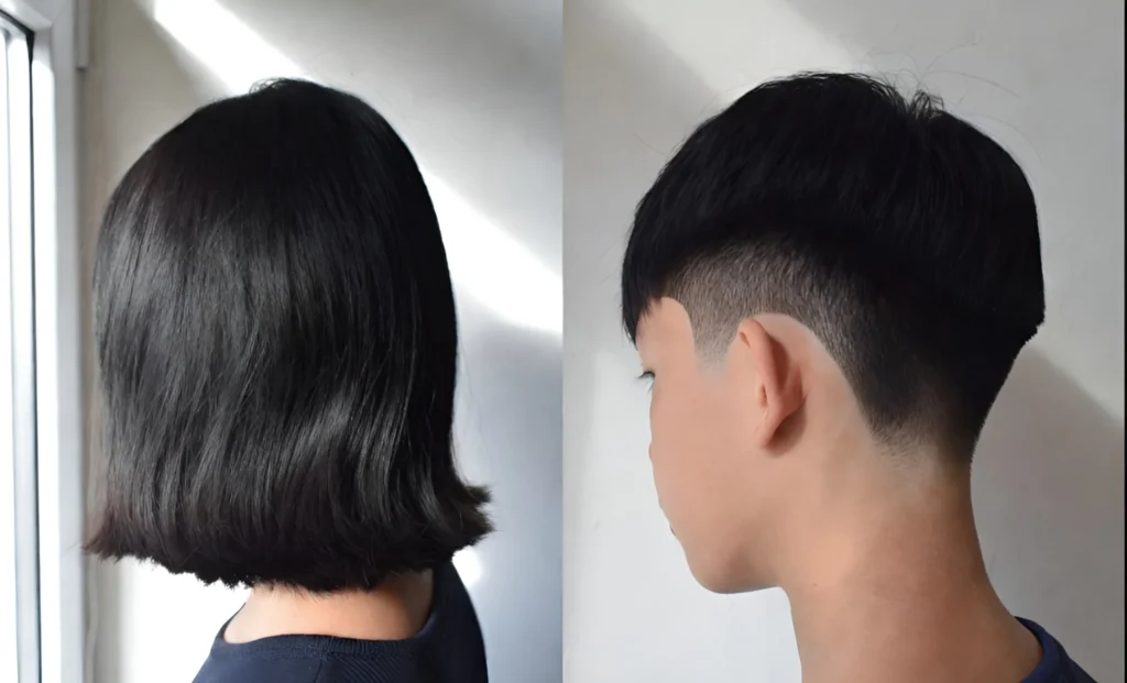 middle part low taper fade haircut