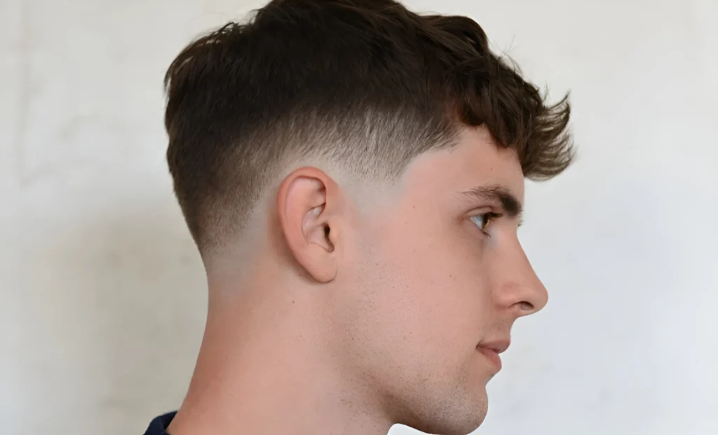 short hair with low taper fade