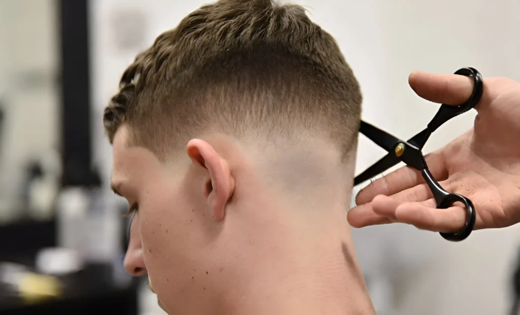 wavy hair low taper fade