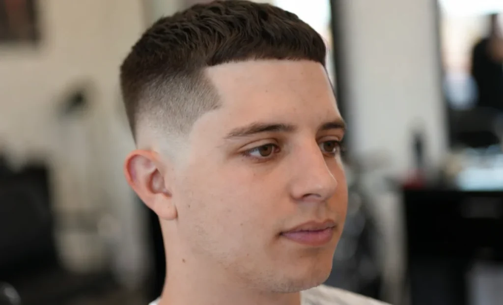 low burst fade with textured fringe